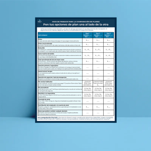 Hoja de trabajo para comparar planes de salud cover